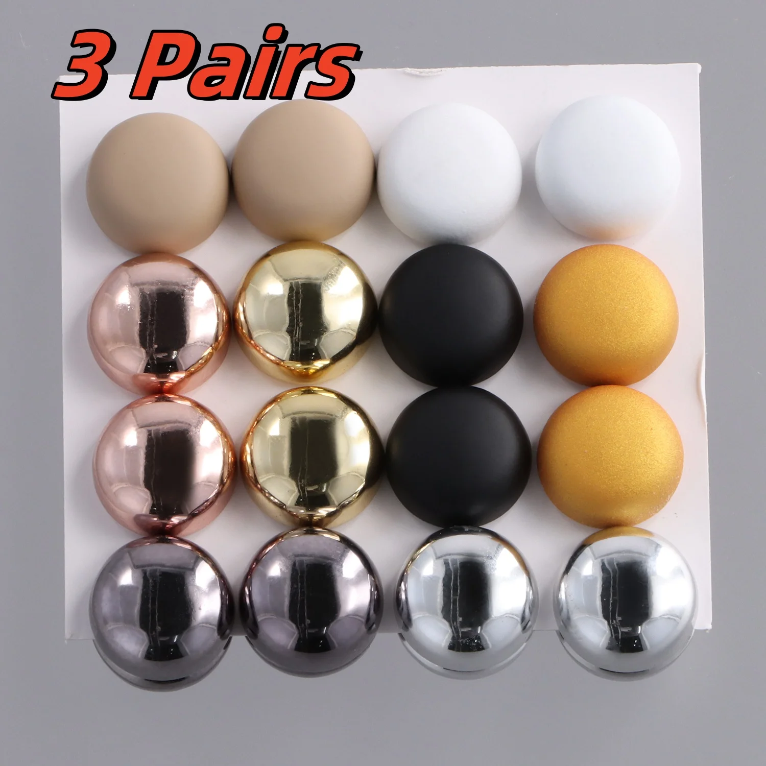 

3pairs Round Hijab Brooch Strong Metal Plating Magnetic Hijab Clip Luxury No Hole Pins Brooches Magnet For Muslim Scarf