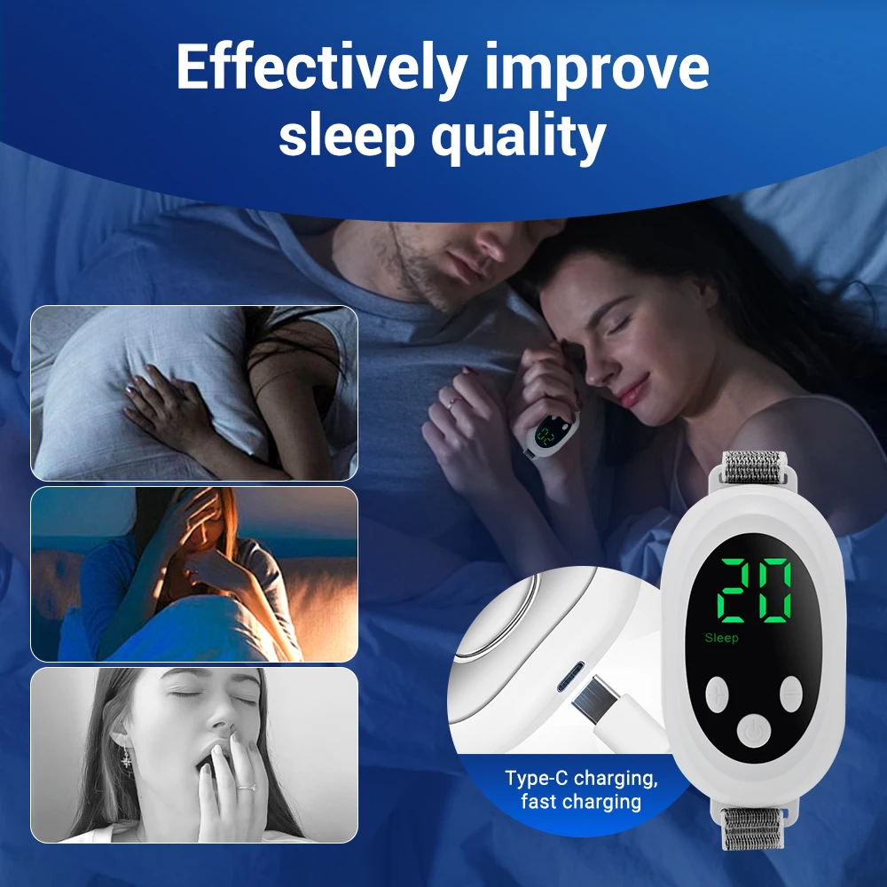 

Adjustable Dual-Mode Sleep Aid Device with 20-Level Strength Soft Skin Belt Natural Anxiety Relief Physical Sleep Instrument