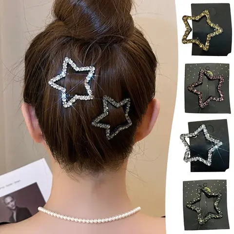 Broches de pelo con diamantes de imitación, pasadores con forma de estrella, Clip de fijación estable multiusos para peluquería