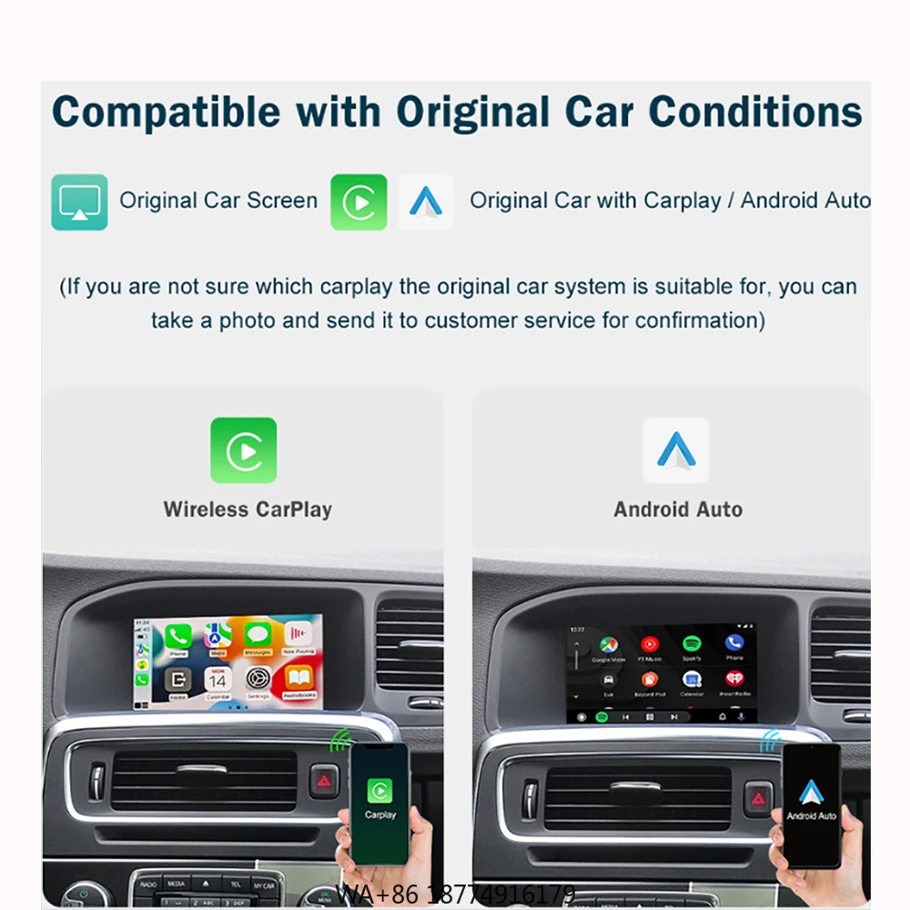 7\" Wireless CarPlay and Android Auto for  XC-60 2014 Plug and Play OEM ODM A/V Interface with Radar Detector