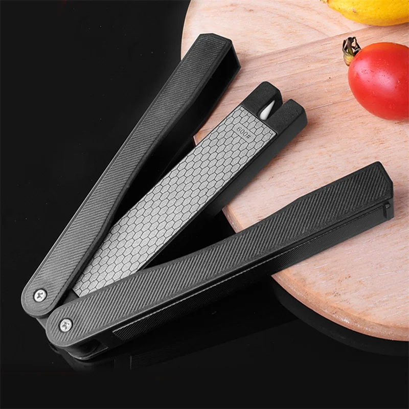 Portable  Knife Sharpener Folding Diamond Double-sided Fan Shape Knife Scissors Sharpening Stone Kitchen Ceramic Sharpening