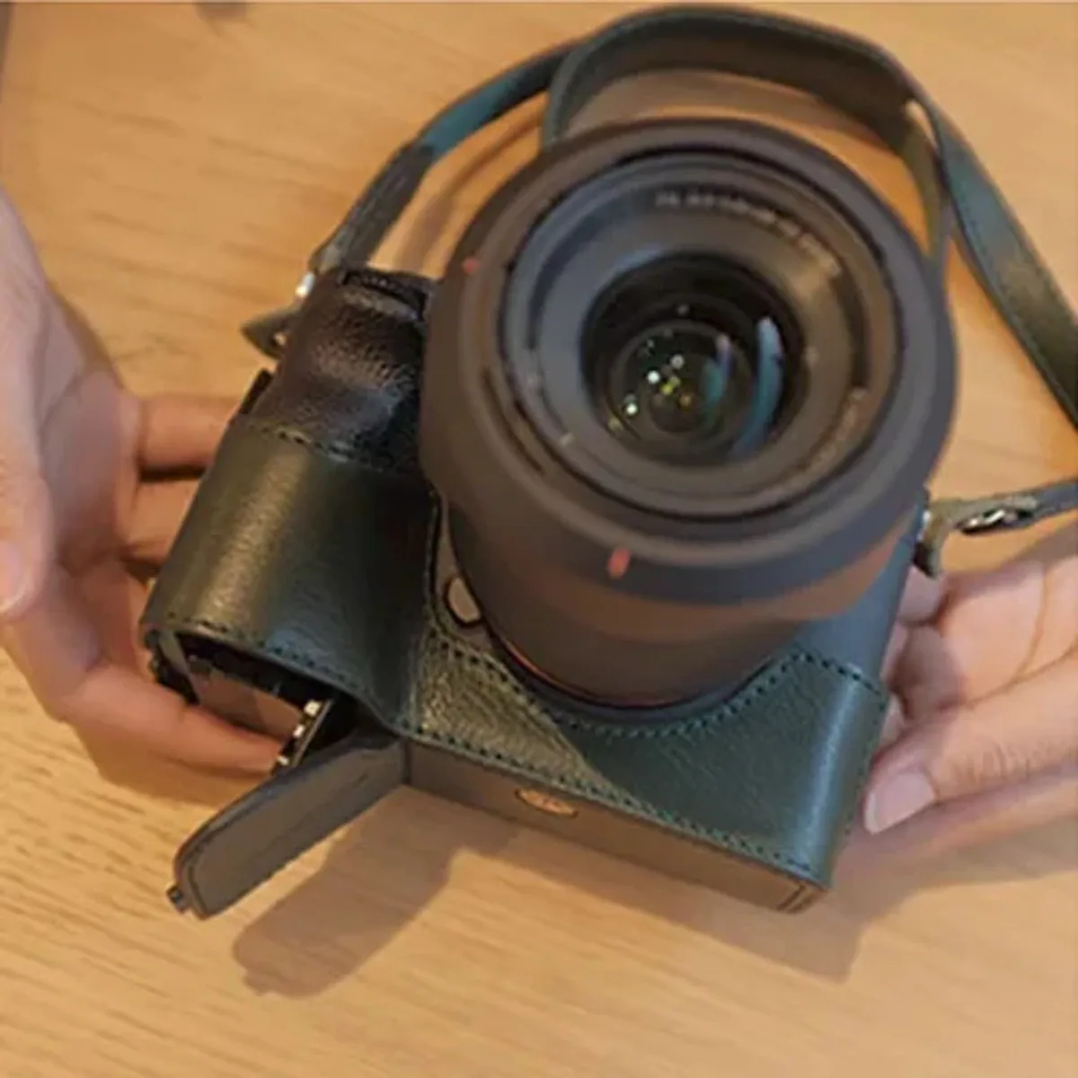 Borsa per fotocamera in vera pelle vintage, custodia protettiva, base, tracolla, tracolla, per Sony A7M4 A7R5 A7S3