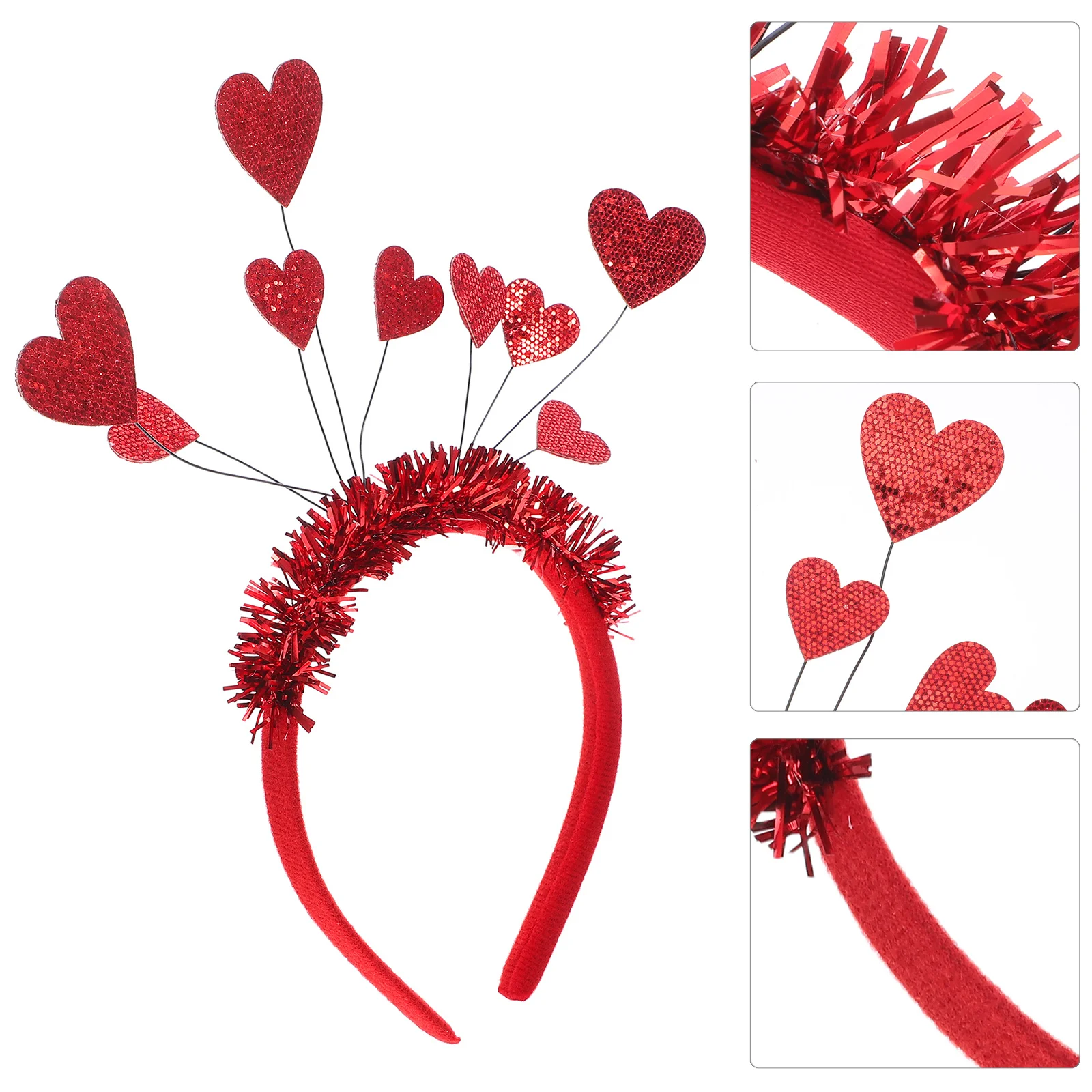 لامعة الحب القلب هيرباند عيد الحب موضوع عقال حفل زفاف إكسسوارات الشعر تألق الحب تصميم الشعر هوب