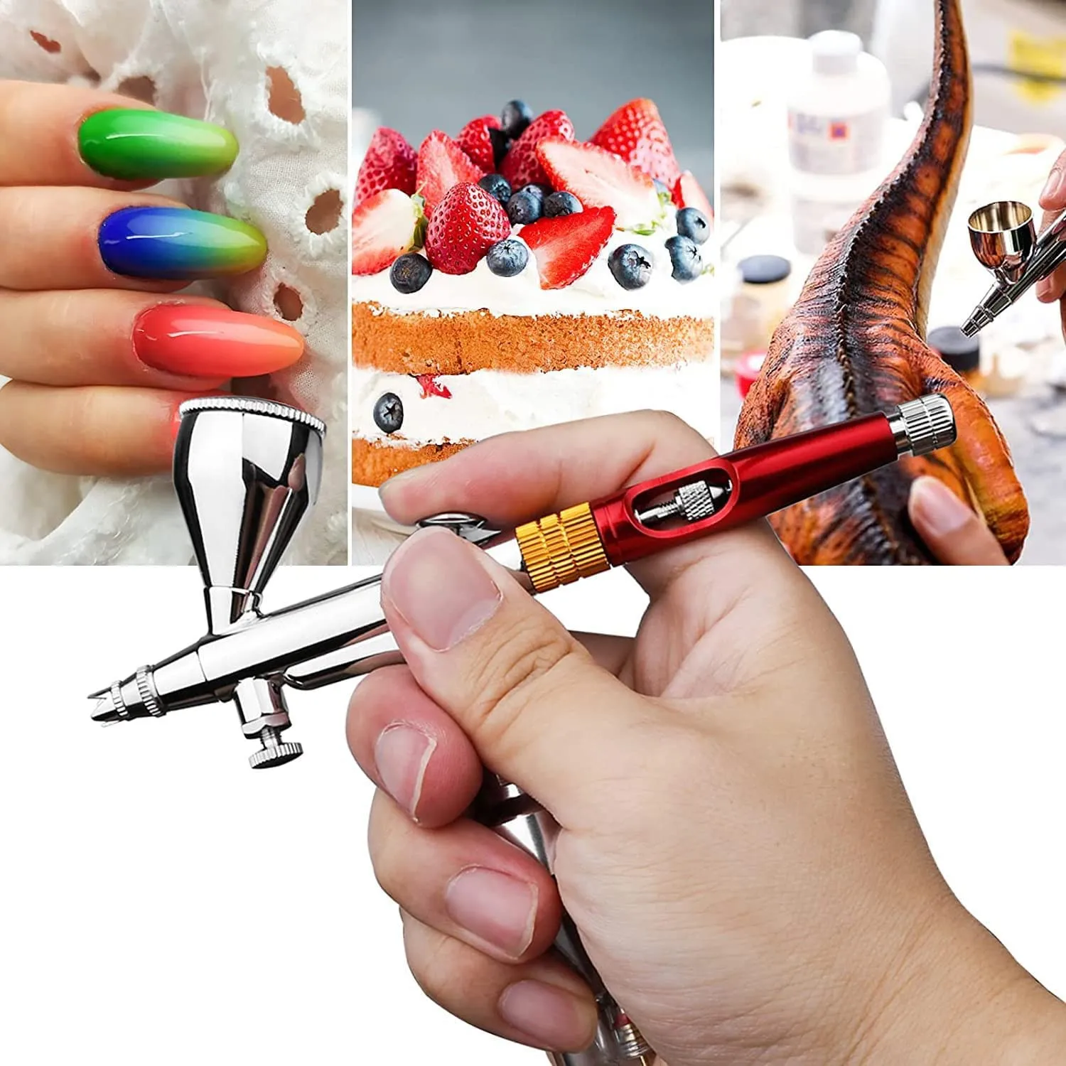 JOYSTAR Pro Gravity Feed Dual Action Airbrush 0.2MM with 9cc Cup for Makeup/Nail Art/Body Tattoos Spray/Toy Models