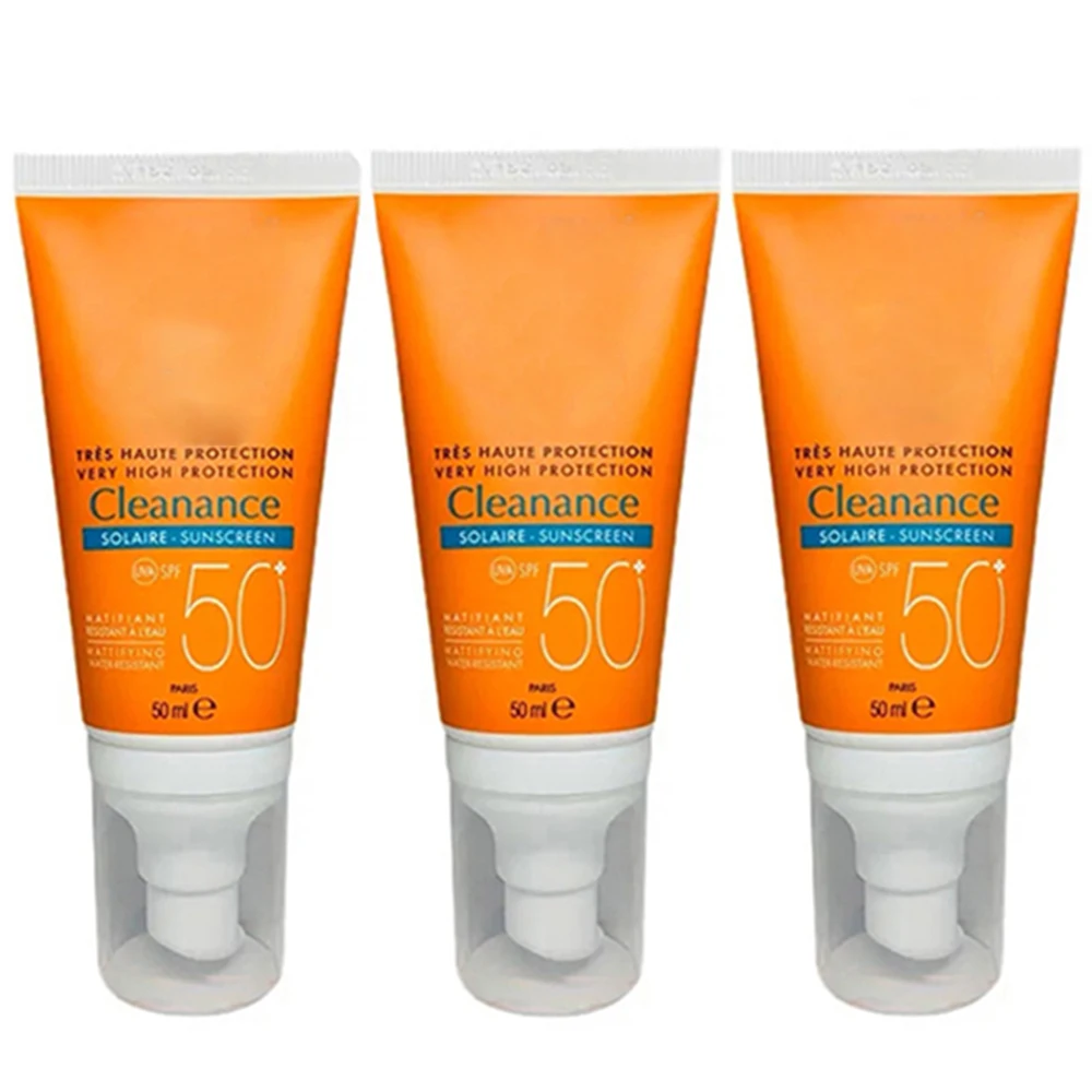 50ml Solaire Sunscreen SPF50+PA++ Face or Body Cleanance for Oil Acne Skin Refreshing Double Care Oil Control 3PCS