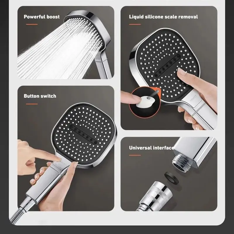 Xiaomi Large Panel Shower Head, Cabeça de Massagem Ajustável, Elemento de Filtro, Acessórios do Banheiro, Alta Pressão, 13cm, 3 Modos