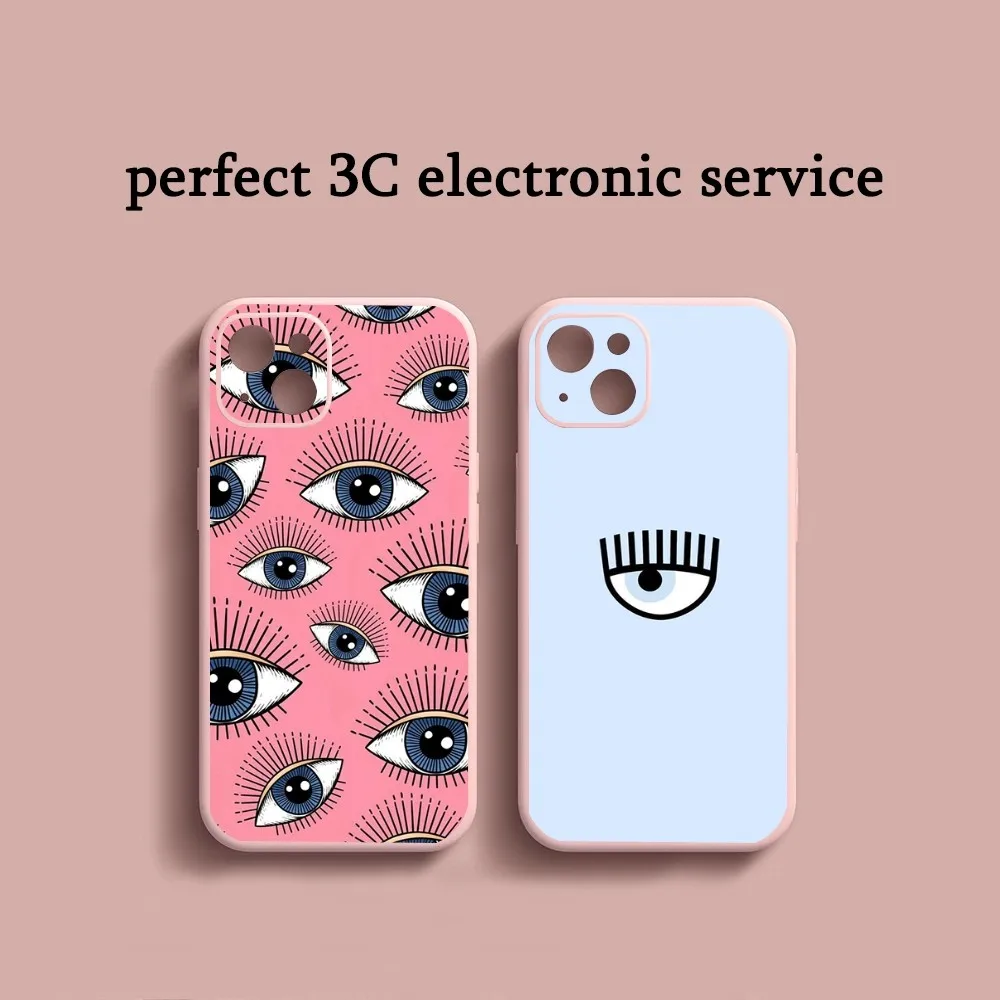 Hot Ferragnies Eyes Chiara Phone Case For iPhone 14 13 12 11 Pro Max XS Max X XR 7 8 Plus Mini Pink TPU material