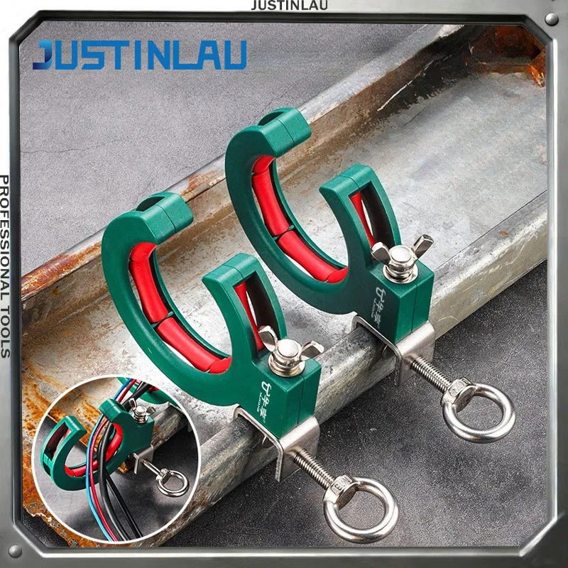 JUSTINLAU 1PC Bottom Hanging Dual Purpose 65mm Stainless Steel Wire Laying Auxiliary Pulley Efficient Wire Fixing Auxiliary Tool