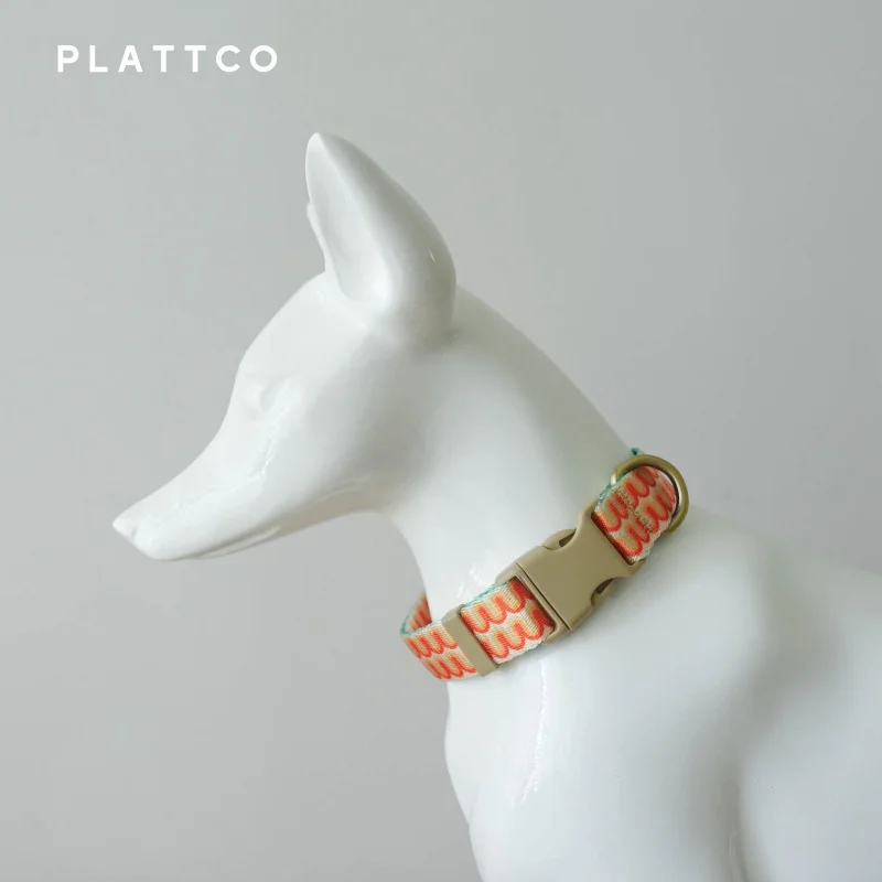 PLATTCO Personalized Dog ID Collar Nylon Customized Dogs Collar With Tag Nameplate Free Engraving Pitbull Big Wave PDC365