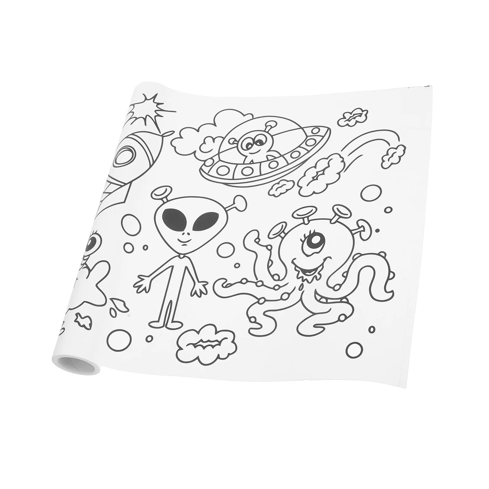 Poster da colorare gigante Rotolo di carta da disegno a tema spaziale per bambini Supporto adesivo da parete Attività d'arte educativa per bambini