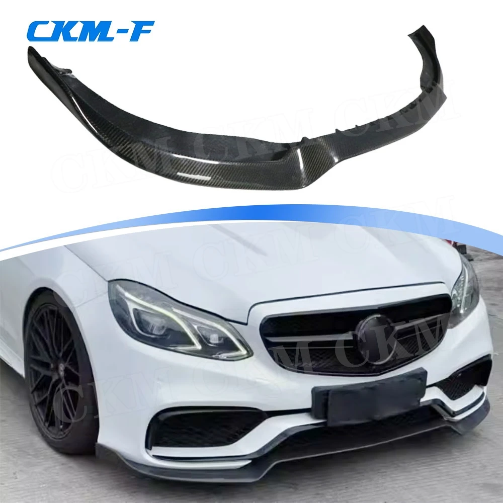 For W212 Carbon Fiber Front Lip Spoiler Chin Splitters For Benz E Class E260 E300 E400 E63 AMG 2014 - 2016 Car Bumper Protector