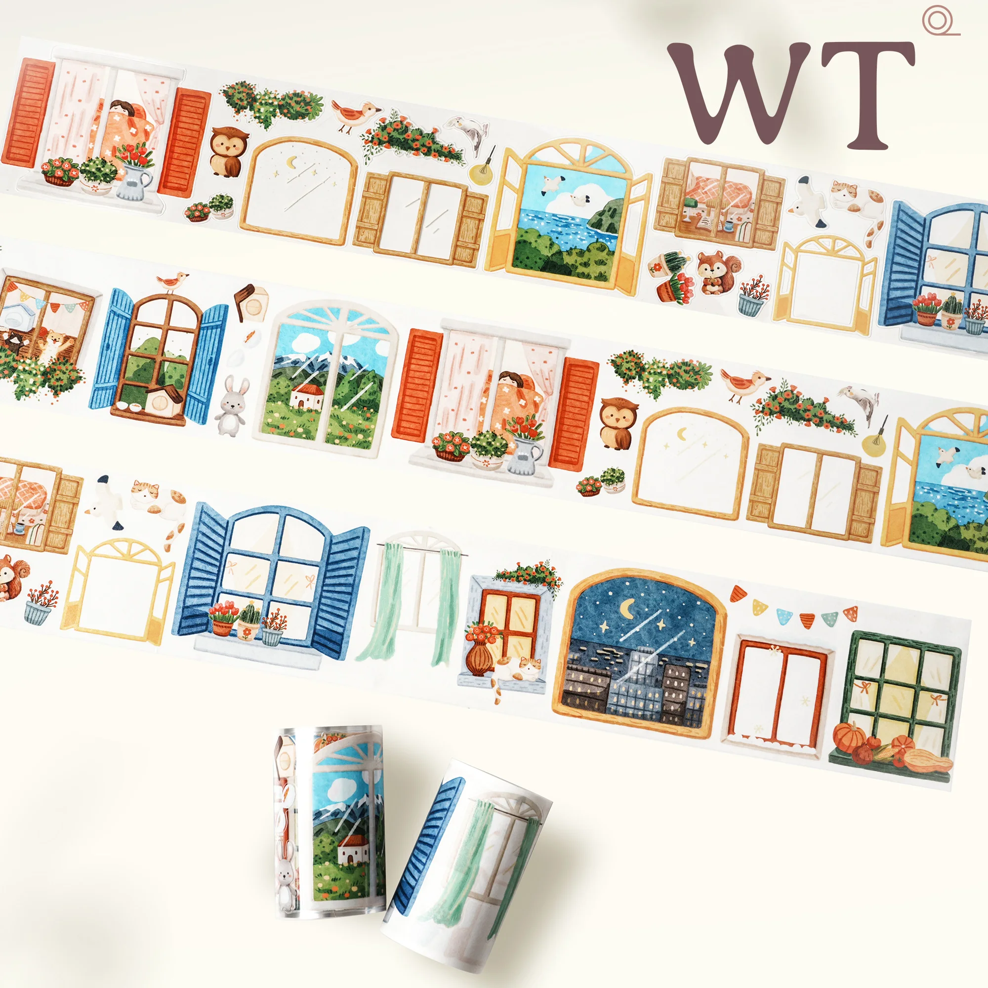 

Декоративная лента васи для оконной сцены, бумага для ПЭТ, высечка, в сказочном стиле, ежедневный вид на окно для планировщика