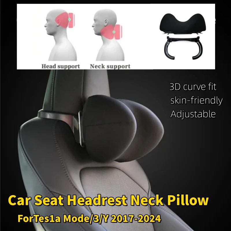 

For Tesla Model 3 2024 Car Neck Pillow Headrest Soft Memory Cushion For Tesla Model Y Head Support 2023 Auto Interior Accessorie