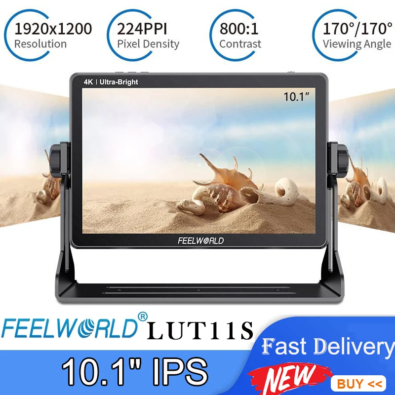 

FEELWORLD LUT11S 10.1 Inch 2000nit Ultra Bright IPS Touch Screen 3DLUT 3G-SDI DSLR Camera Field Monitor with F970 Power