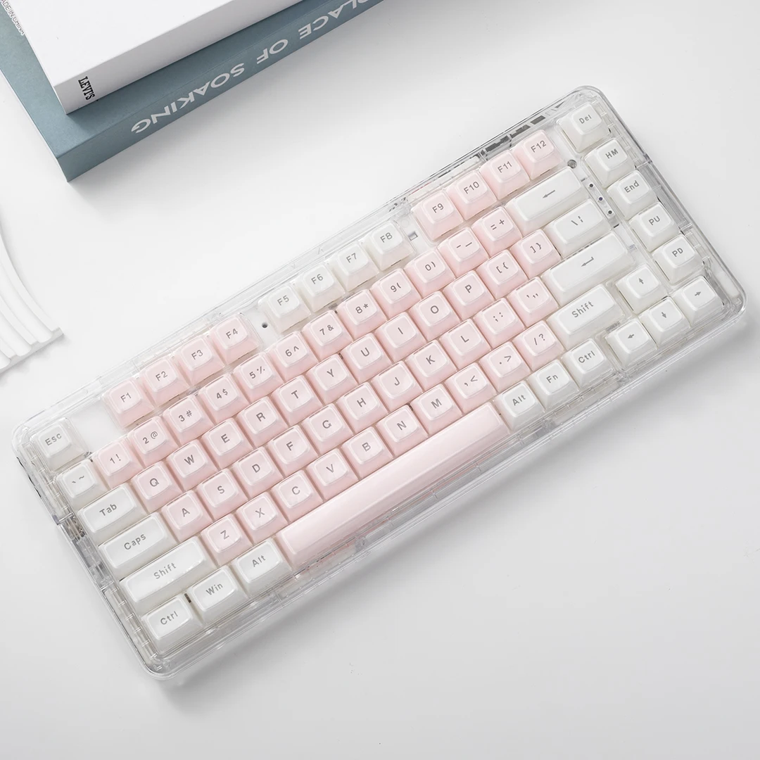 Pink Jelly Crystal Keycap Cute OEM Highly Transparent Warm Ice Crystal Double Skin Milk 61 68 75 87 104