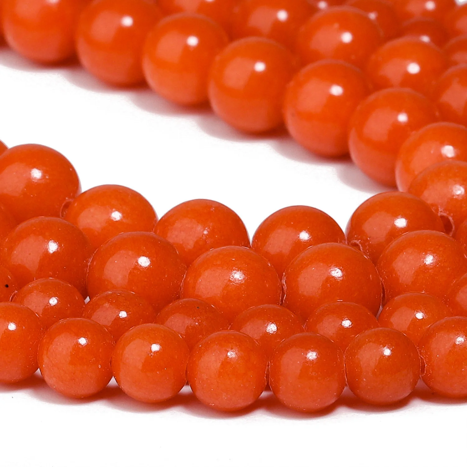 Natural Orange Jade Stone Beads 6/8/10/12mm Round DIY Bracelet Neckalce Loose Spacer Bead For Charm Jewelry Making Accessories