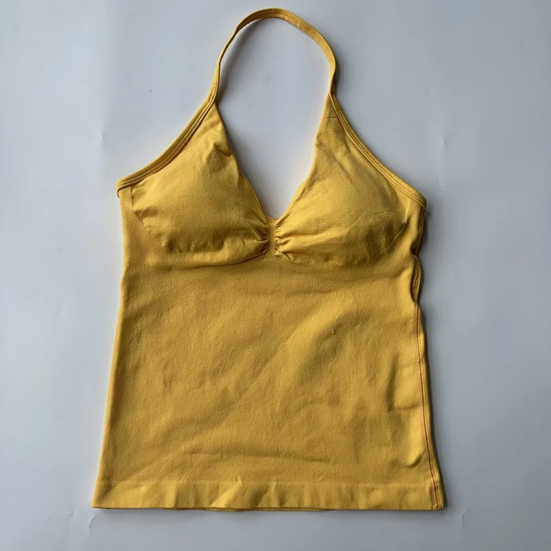 Impact Sports Yoga Vest Women\'s Fitness Yoga Top Gym Clothes Workout Backless Scrunch Built-in Bra With Cups Tops