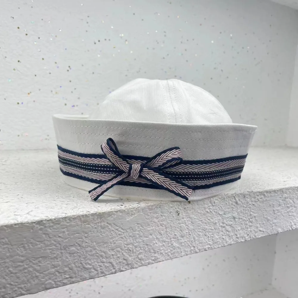New Spice Girl Bow Sailor Caps Flip Brim Dome Women's Navy Hat Striped Japanese Y2k Berets Streetwear