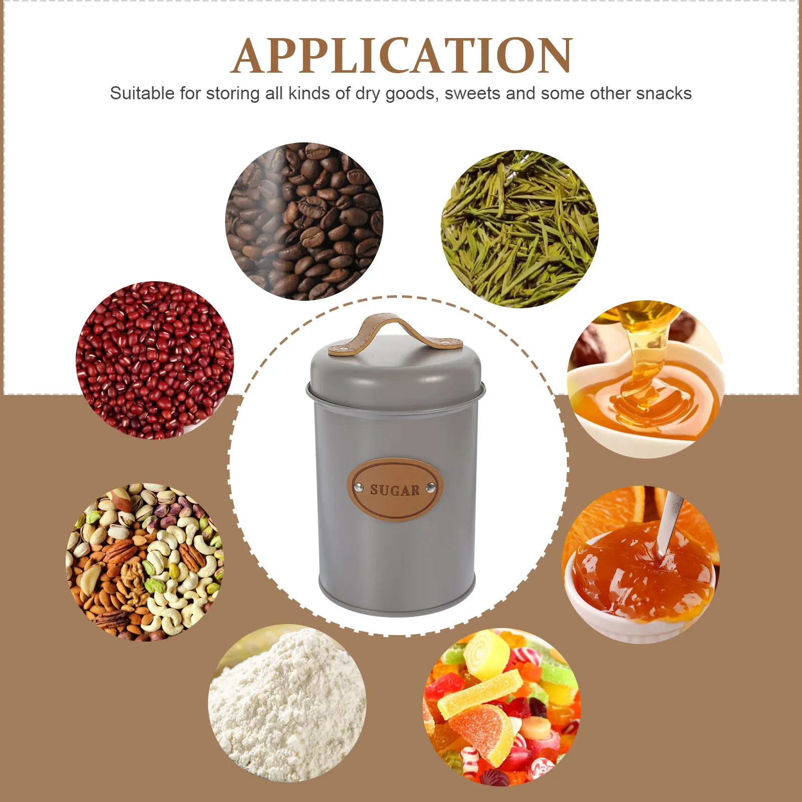 

Coffee Sugar Canister Tea Storage Jar Metal Container Kitchen Holder Nordic Style Food Canning Preservation Sealed Lid