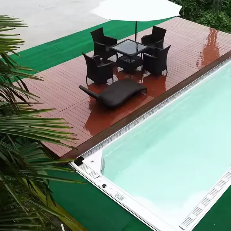 Wood Look Decking Automatic Slide Modern Electric Swimming Pool Cover with Remote Control Support Furniture for Entertainment