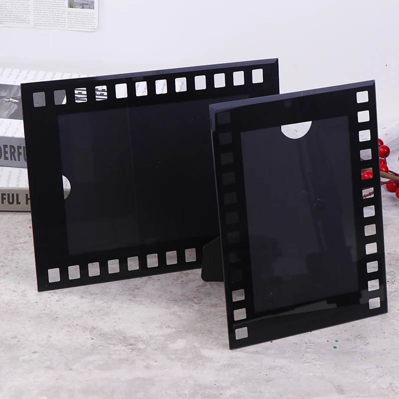 Set da 2 pezzi di cornici per foto Black Filmstrip con supporto - Espositore fotografico classico in bianco e nero per decorazioni da tavolo e da parete