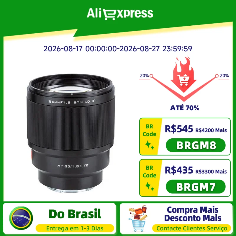 【 Faça Brasil】 Viltrox AF 85mm F1.8 II Lente de câmera sem espelho de quadro completo com foco automático para Sony ZV1 A7IV A7III A7 Nikon Z 85 1.8