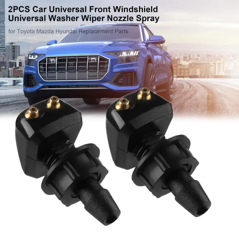 2Pcs Universal Front Windshield Washer Wiper Nozzle Sprayer Sprinkler Water Spout Outlet For Car Auto Replacement Accessories