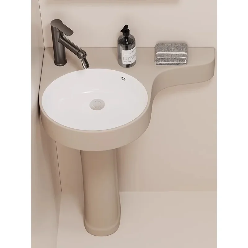 Small-sized floor-standing ceramic column basin Large-capacity bathroom balcony washbasin washbasin shampoo basin