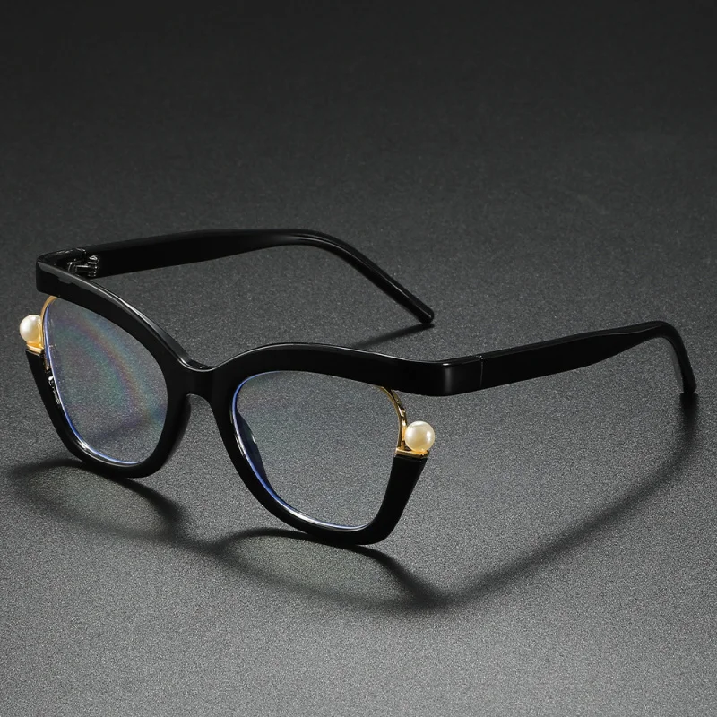Hochwertige Anti-Blaulicht-Lesebrille für Damen, Perlenbrille, Cat-Eye-Stil, modische Presbyopie-Brille für Frauen