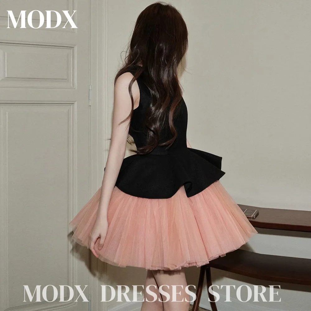 

MODX Sexy Blue and White Porcelain Mini Prom Dresses Short Puff Sleeves Birthday Party Event Dresses Formal Evening Customized