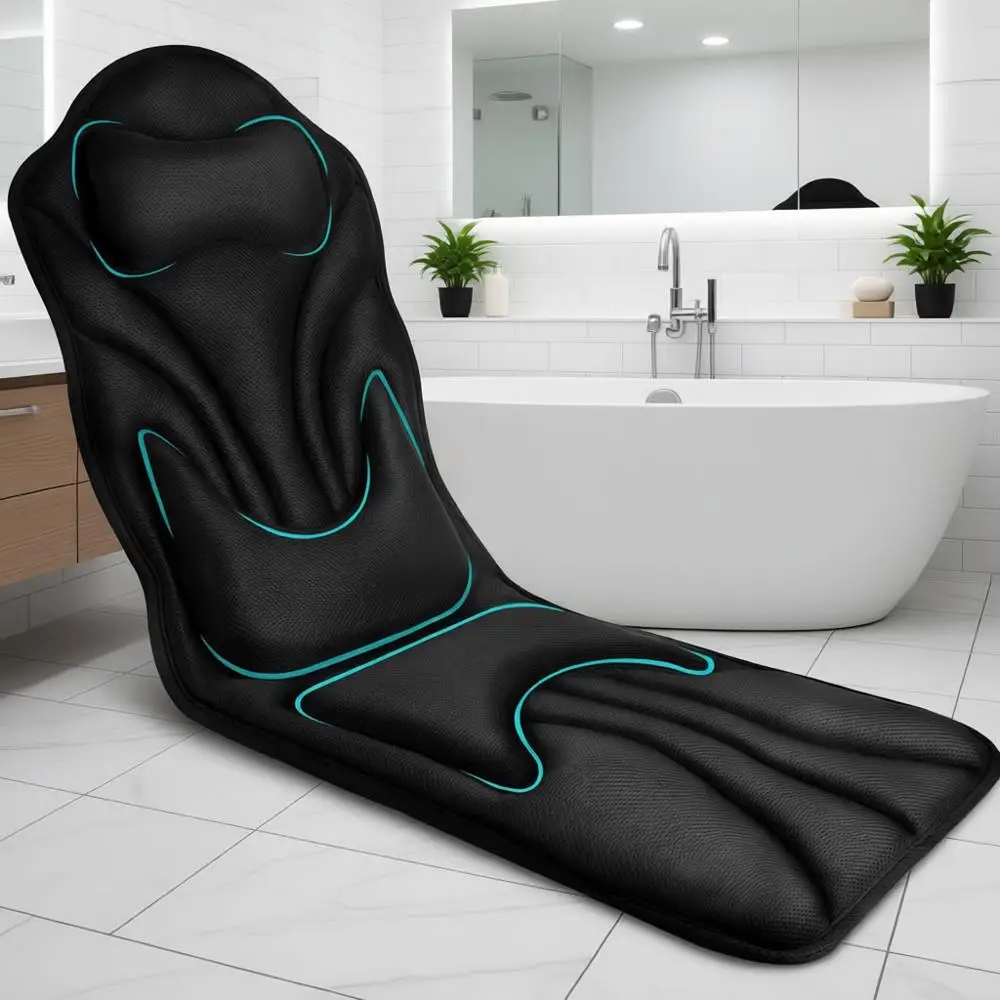 

Luxury 3D Mesh Shower Pillow with Non-Slip Suction Cups & Dual Hooks, Ergonomic Support, 51 x 17