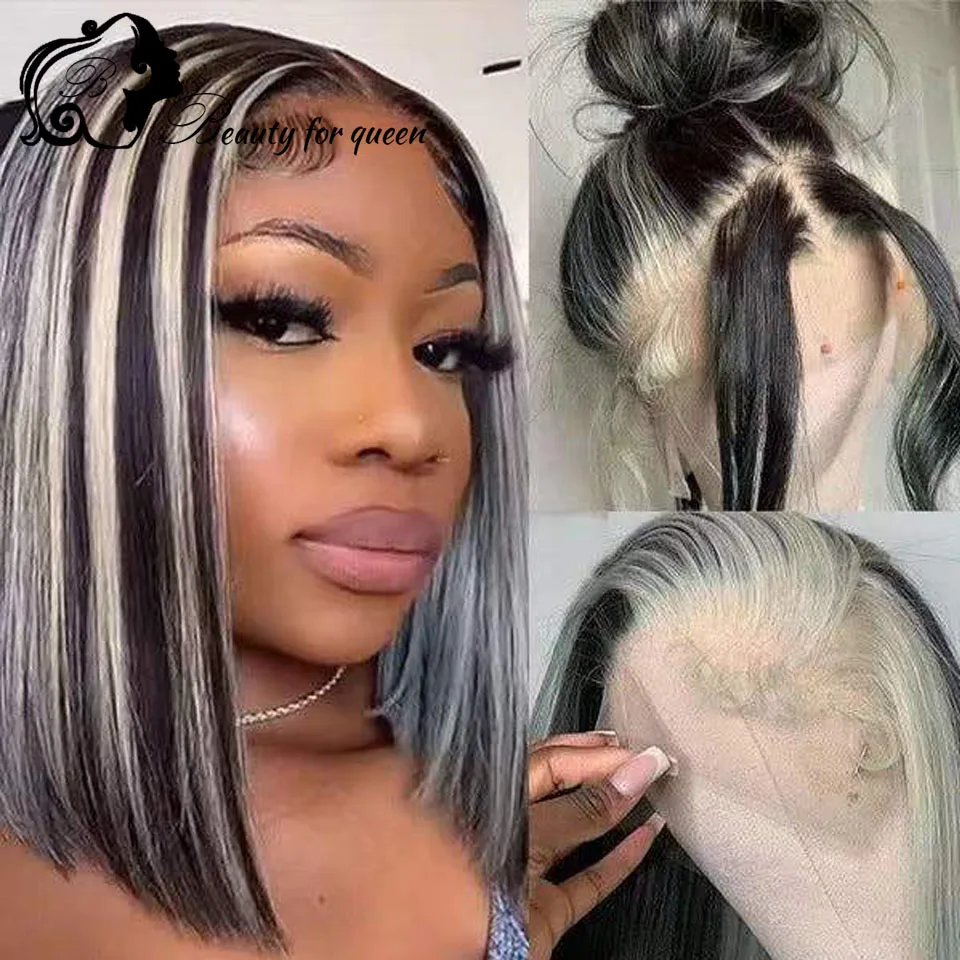 

Бразильский парик из натуральных волос, окрашенный, для женщин, прозрачный, 13x4, с кружевной передней частью, для косплея, 60, черный, прямой, короткий боб, предварительно выщипанный