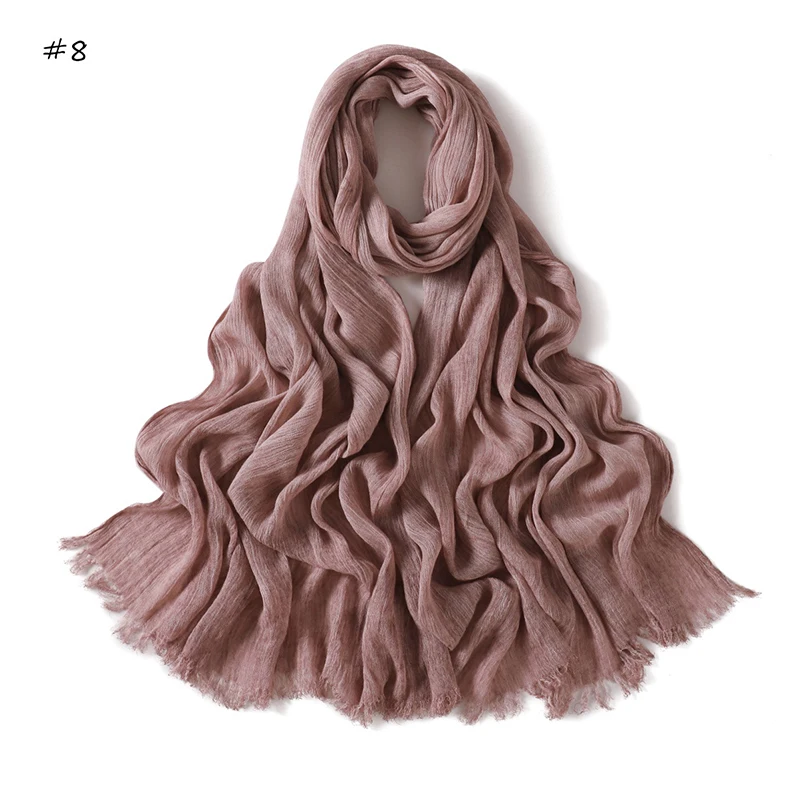 180*65cm Tie-dye Crinkle Rayon Hijabs für Frauen Muslimischen Schal Schals Plain Damen Atmungsaktive Stirnband Femme turban Ramanda – Detail 19