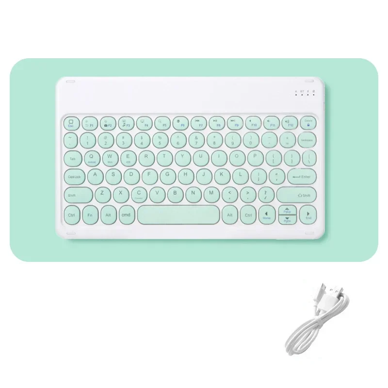 Teclado Recarregável Sem Fio, Compatível com Bluetooth, Espanhol, Hebraico, Coreano