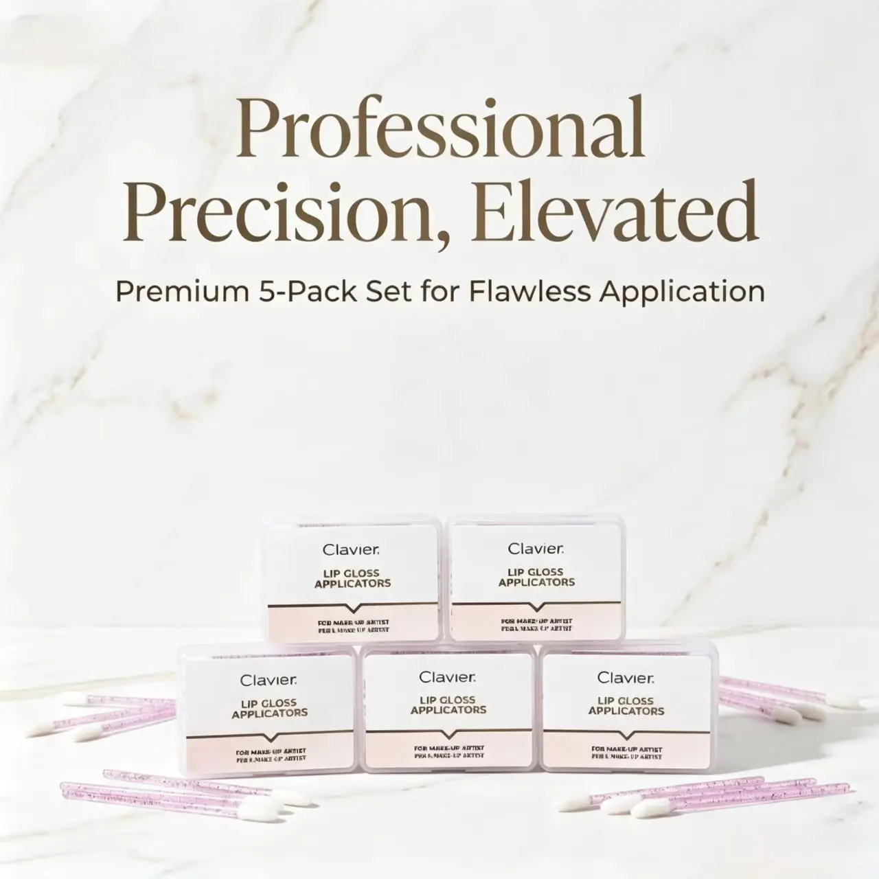 Clavier 5 Boxes Set Disposable Lip Brush Eyelash Makeup Brushes Lipstick Wands Cosmetic Tools Lash Extension Mascara Applicator