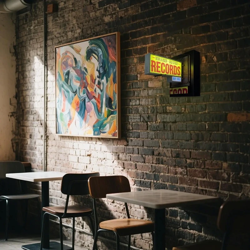 Retro Record Store Wall Light Decoration Glowing In The Dark Lamp Ornament Collection Model For Bar Home Gift