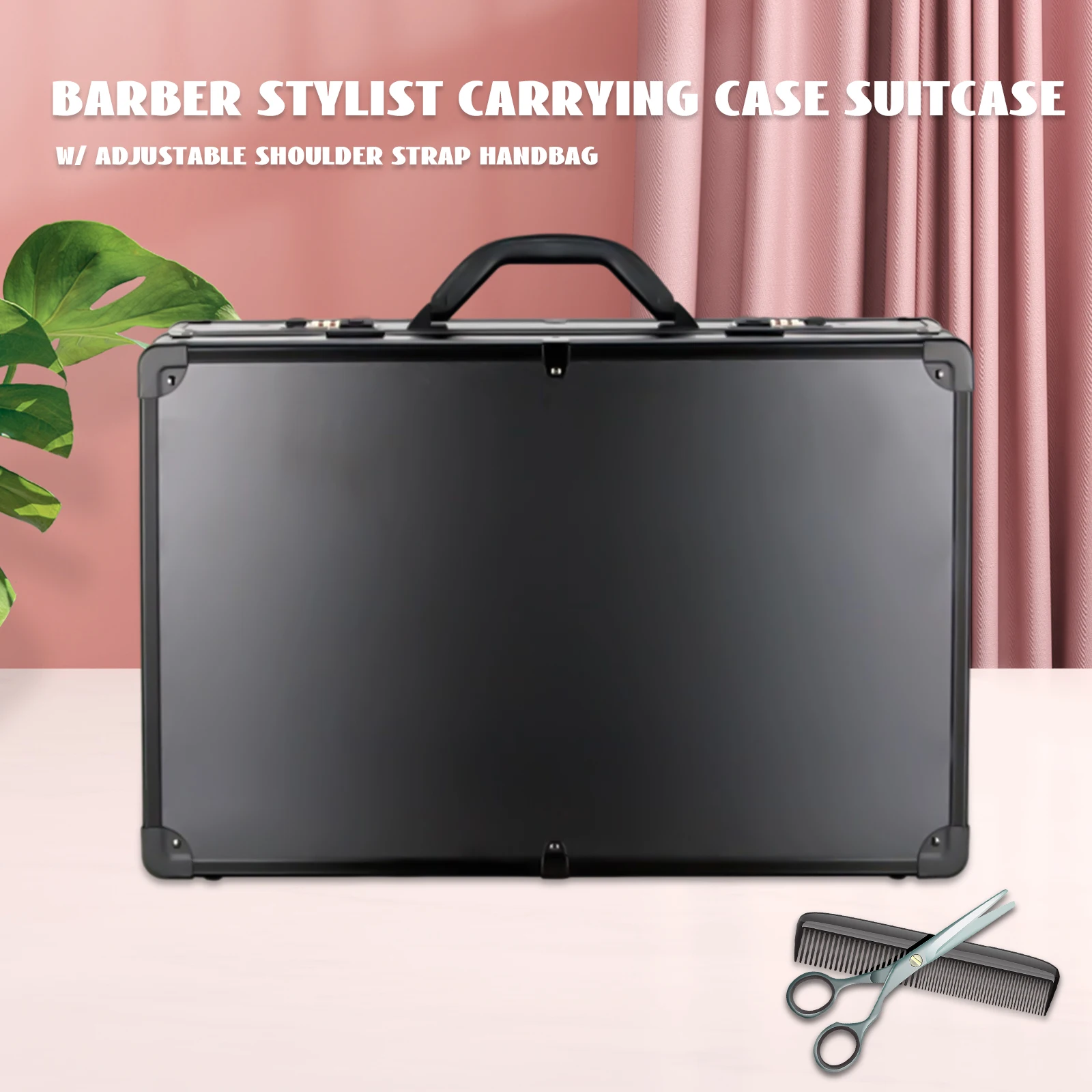 

Professional Barber Stylist Carrying Case Portable Barber Station Lockable Hairdressing Makeup Tool with Shoulder Strap