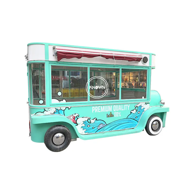 Carrello elettrico per fast food Carrello a 4 ruote Carrello per fast food Conssion Van Truck Carrello mobile per catering all'aperto