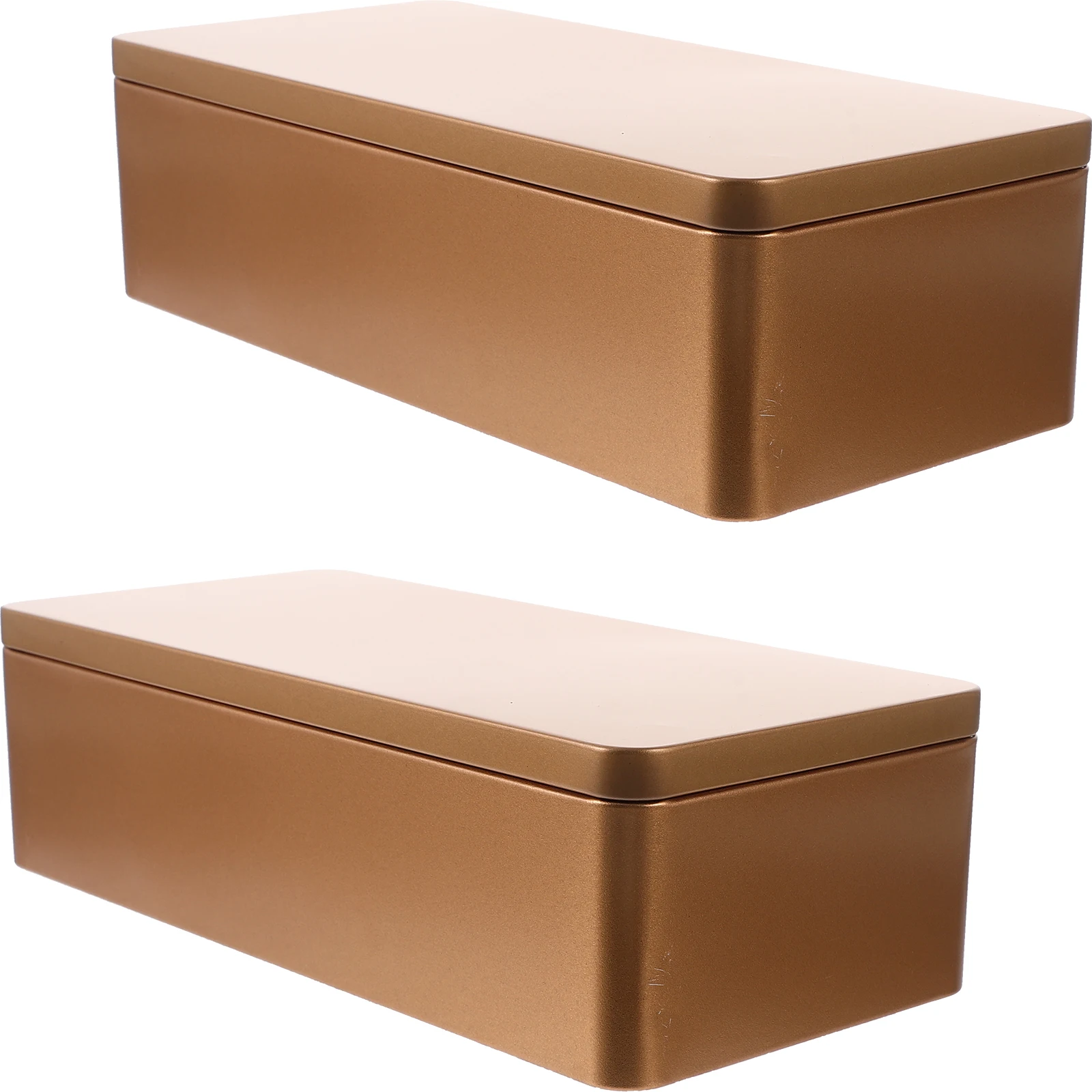 

2pcs Golden Iron Tea Boxes Rounded Edges Seamless Lightweight Practical Tinplate Containers Gifts Christmas Party Banquet