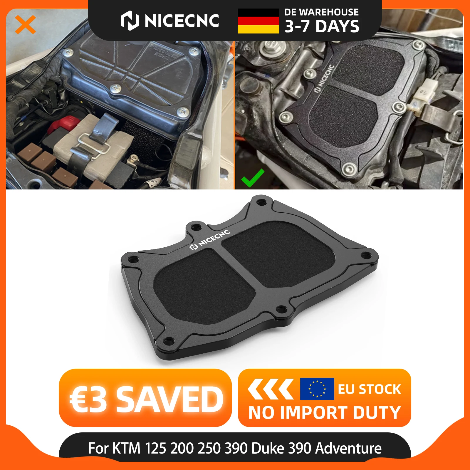 NICECNC Für KTM 390 Adventure 2021-2024 Offener Kastenabdeckungs-Kit Für KTM 125 200 250 390 Duke 2017-2023 Husqvarna 401 SVARTPILEN /VITPILEN 93006002000