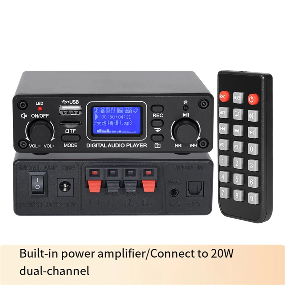 لوحة فك تشفير MP3 محمولة Tpm119a Tpm119b مع بصري، USB، SD، AUX، بلوتوث - DC12V-18V مشغل صوت رقمي-AU47