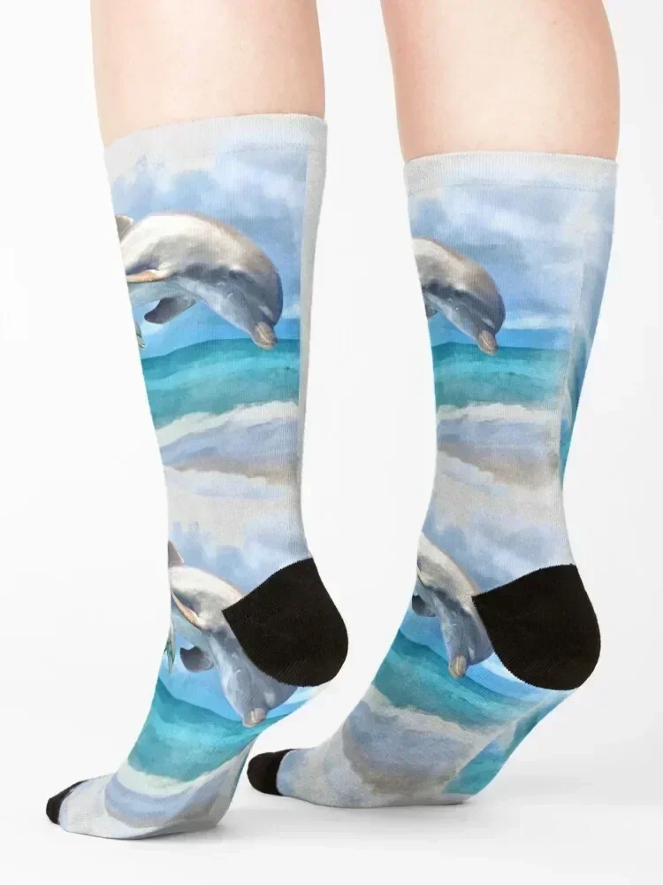 Playful Dolphins Socks Sports football fashionable hip hop Socks Women Men's