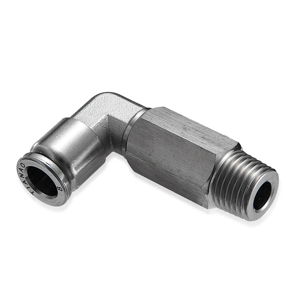 أطول الكوع PPL 1/8 "1/4" 3/8 "1/2" 3/4 "BSP ذكر x 4 6 8 10 12 16 مللي متر دفع في توصيل هوائي تركيب الهواء 304 الفولاذ المقاوم للصدأ