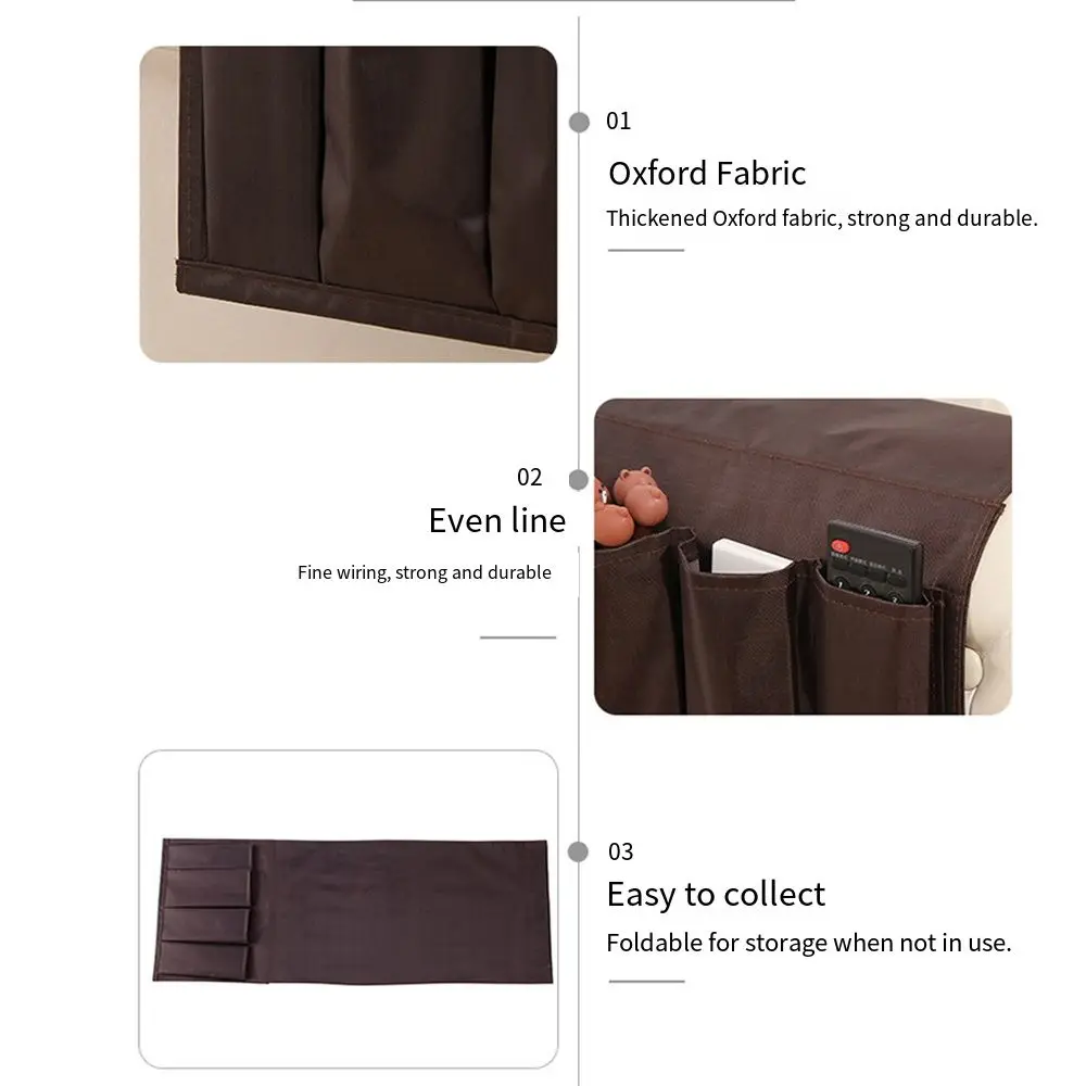 Space Saver 4 Pockets Storage Bag Non-Slip Oxford Cloth Couch Arm Rest Organizer Durable Large Capacity Couch Table Top Holder