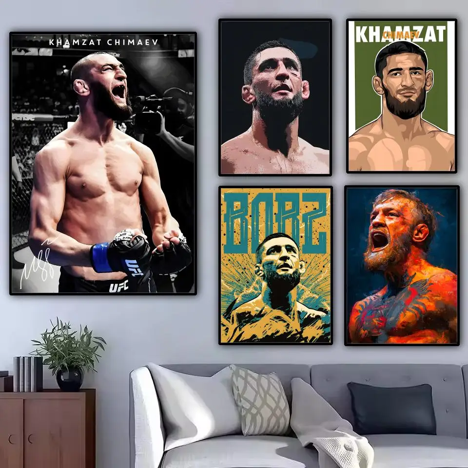 Khamzat Chimaev Painting Calligraphy Canvas Poster: Crease Free Waterproof Durable All Space Wall Decor