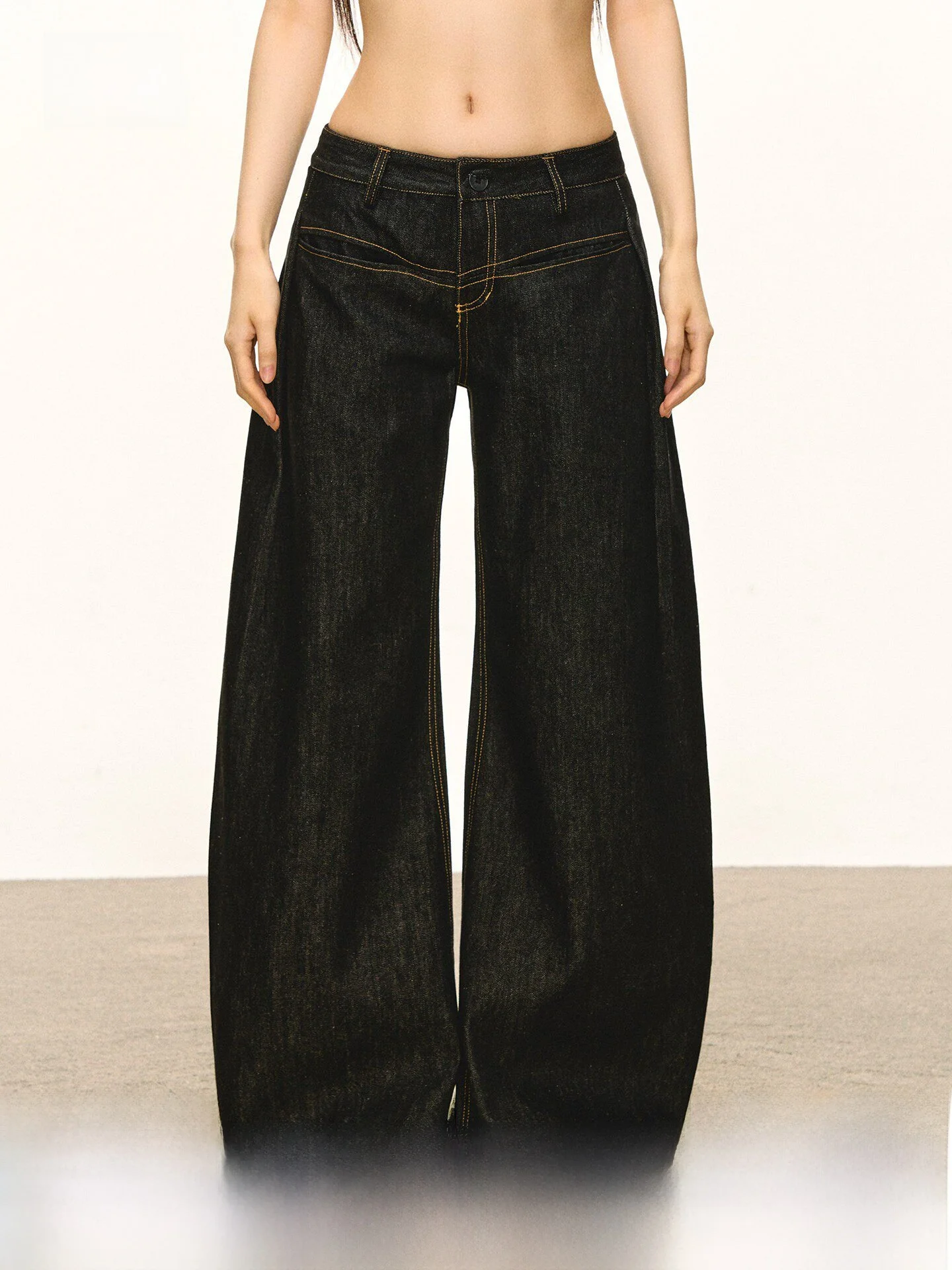 

Anna Aneae Women's Casual Straight Leg Jeans Spring Autumn Vintage Knife Pleated Loose Wide Leg Pants Comfortable Fit