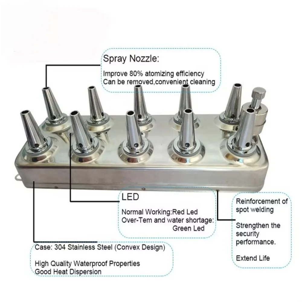 Wholesale 5500ml/h 10 Head  Ultrasonic Humidifier Industrial Fogger Piezoelectric Mist Maker
