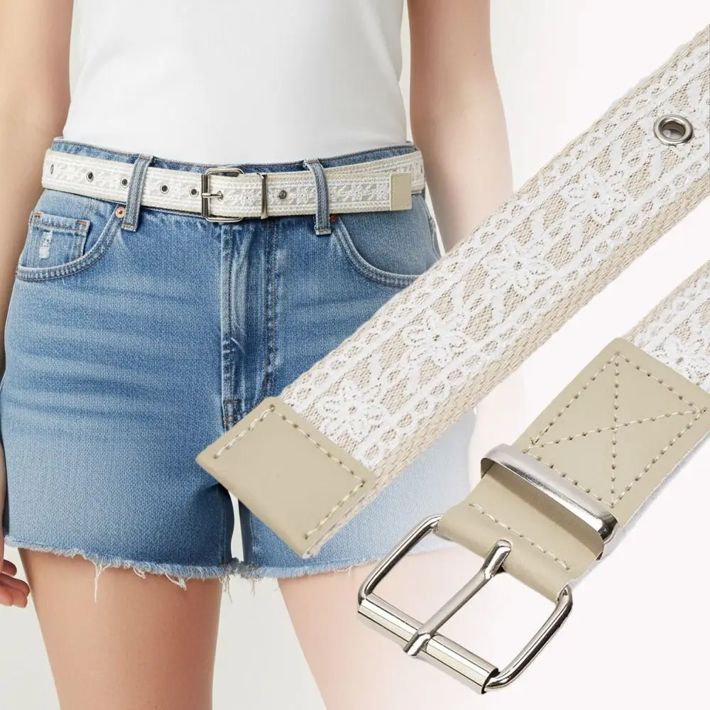 Fashion Punk Style Floral Lace Waist Belt All-match Y2k Lace Hollow Belt Linen-cotton Jeans Skirt Decorative Waistband Gifts