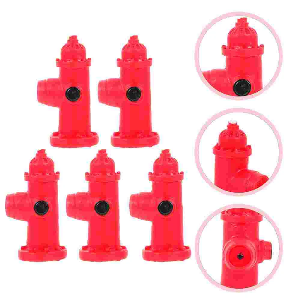 5 Pcs Fire Hydrant Decor DIY Landscape Model Small Models Props Mini Dining Table Kids Imitated Street Traffic Signs