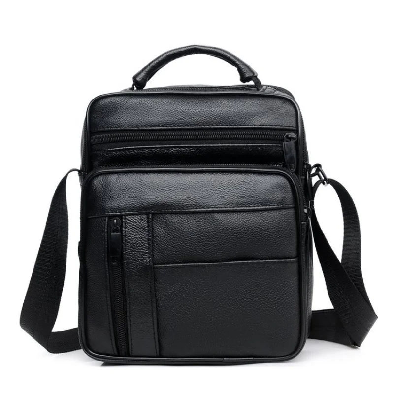

Genuine Cow Leather Men's Casual Sling Messager Bag Business Handheld Small Crossbody Shoulder Calfskin Commuter Work Travel Bag